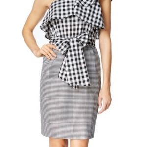 Calvin Klein Black Gingham Shoulder Sheath Dress